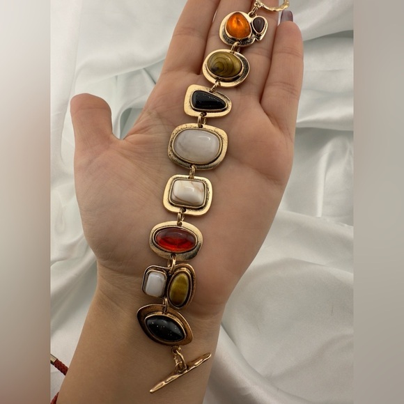 Anthropologie Jewelry - Bohemian Vintage Colorful Rock Multi-Stone Bracelet